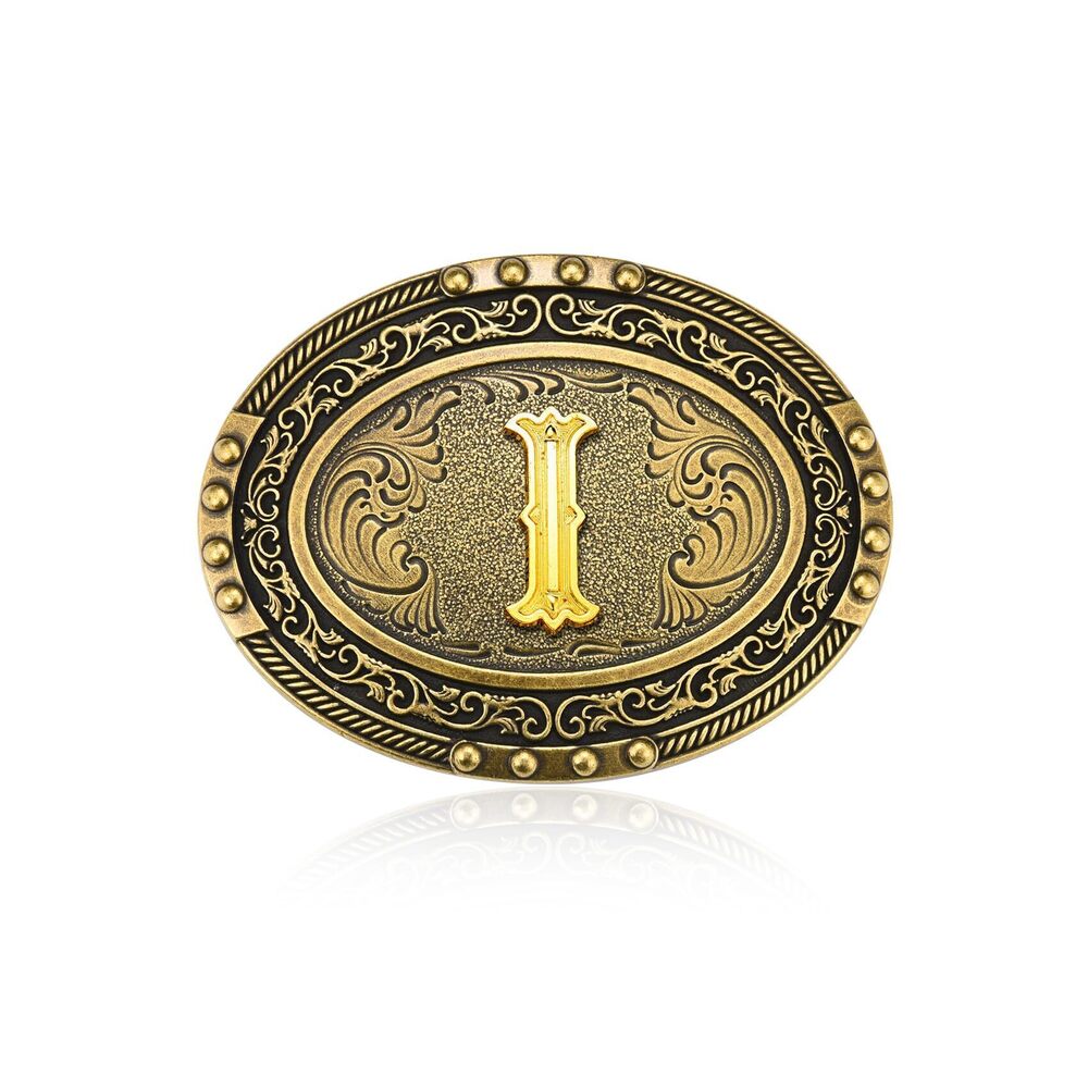 9165 Western Cowboy Initial Letter ABC to XYZ Belt Buckle, Antique Capital